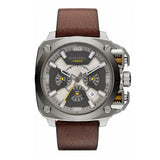 Diesel BAMF Chronograph Beige Dial Brown Leather Strap Watch For Men - DZ7343 Authentic Buy Shop Now