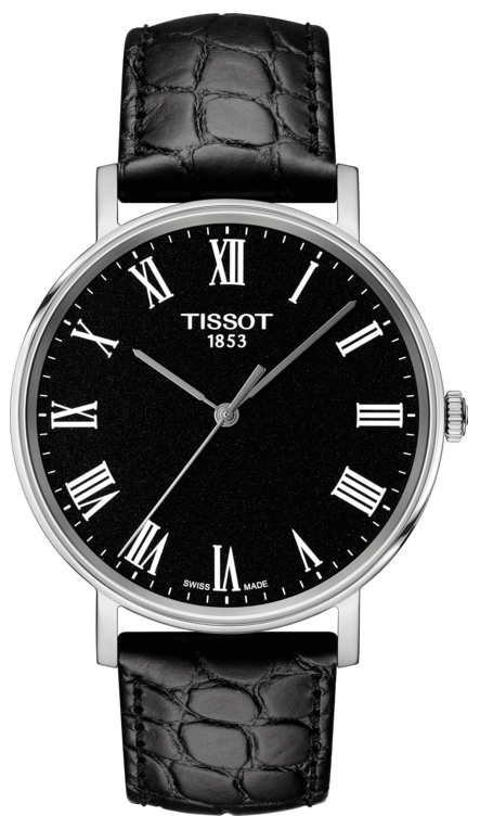 Tissot Everytime Medium Black Dial Black Leather Strap Watch For Men - T109.410.16.053.00 Authentic Buy Shop Now