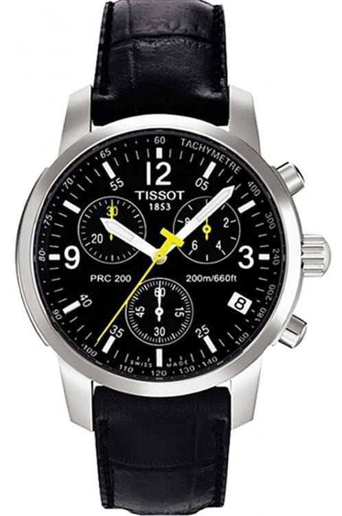 Tissot T Race PRC 200 Chronograph Quartz Black Dial Black Leather Strap Watch for Men - T17.1.526.52 Authentic Buy Shop Now