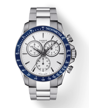Tissot V8 Quartz T Sport Chronograph White Dial Silver Steel Strap Watch For Men - T106.417.11.031.00 Authentic Buy Shop Now