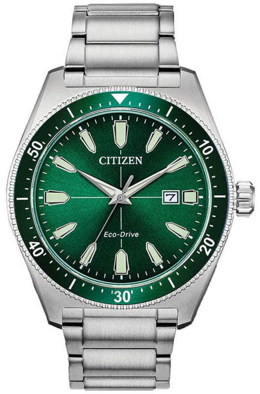 Citizen Eco Drive Vintage Green Dial Silver Steel Strap Watch For Men - AW1598-70X Authentic Buy Shop Now