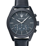 Maserati Traguardo Black Leather Strap Quartz Black Dial Watch For Men - R8871612019 Authentic Buy Shop Now