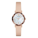 Emporio Armani Mother of Pearl Dial Beige Leather Strap Watch For Women - AR11004 Authentic Buy Shop Now