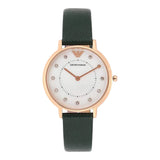 Emporio Armani Mother of Pearl Dial Green Leather Strap Watch For Women - AR11150 Authentic Buy Shop Now