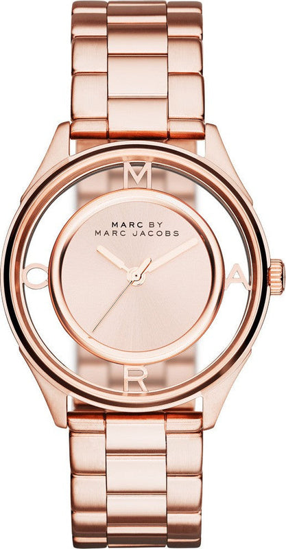 Marc Jacobs Tether Transparent Rose Gold Dial Rose Gold Steel Strap Watch for Women - MBM3414 Authentic Buy Shop Now