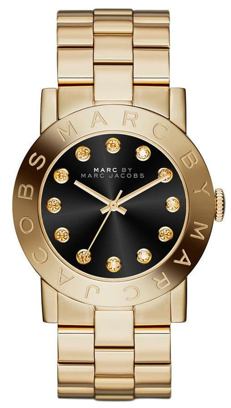 Marc Jacobs Amy Glitz Black Dial Gold Steel Strap Watch for Women - MBM3334 Authentic Buy Shop Now
