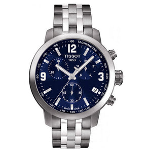 Tissot PRC 200 Chronograph Blue Dial Silver Steel Strap Watch For Men - T055.417.11.047.00 Authentic Buy Shop Now