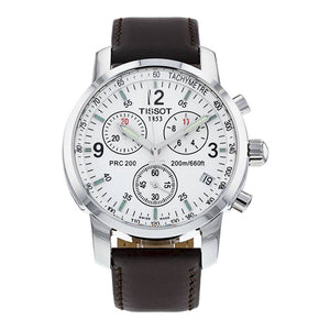 Tissot T Race PRC 200 Chronograph White Dial Brown Leather Strap Watch for Men - T17.1.516.32 Authentic Buy Shop Now
