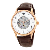 Emporio Armani Meccanico White Dial Brown Leather Strap Watch For Men - AR1920 Authentic Buy Shop Now