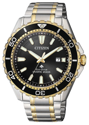 Citizen Eco Drive Promaster Diver Black Dial Two Tone Steel Strap Watch For Men - BN0194-57E Authentic Buy Shop Now