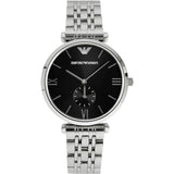 Emporio Armani Retro Black Dial Silver Steel Strap Watch For Men - AR1676 Authentic Buy Shop Now