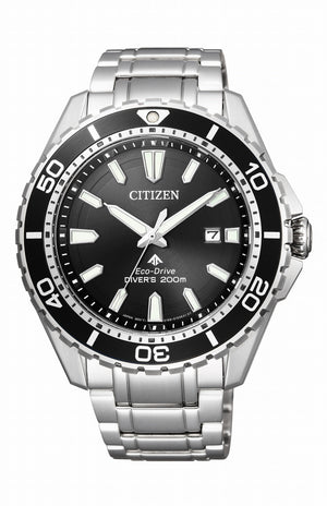 Citizen Promaster Diver Chronograph Black Dial Silver Steel Strap Watch For Men - BN0190-82E Authentic Buy Shop Now