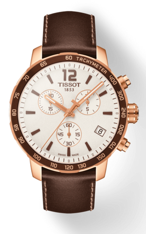 Tissot Quickster Chronograph White Dial Brown Leather Strap Watch For Men - T095.417.36.037.02 Authentic Buy Shop Now