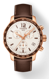 Tissot Quickster Chronograph White Dial Brown Leather Strap Watch For Men - T095.417.36.037.02 Authentic Buy Shop Now