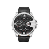 Diesel Uber Chief Oversized 4 Time Black Dial Leather Strap Watch For Men - DZ7376 Authentic Buy Shop Now