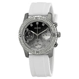 Guess Confetti Crystal Black Dial White Silicone Strap Watch For Women - W1098L1 Authentic Buy Shop Now