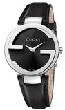 Gucci G Interlocking Black Dial Black Leather Strap Watch For Women - YA133301 Authentic Buy Shop Now