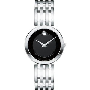 Movado Esperanza 28mm Black Dial Silver Steel Strap Watch For Women - 0607051 Authentic Buy Shop Now