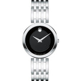 Movado Esperanza 28mm Black Dial Silver Steel Strap Watch For Women - 0607051 Authentic Buy Shop Now
