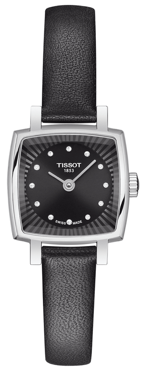 Tissot Lovely Square Quartz Diamonds Black Dial Black Leather Strap Watch For Women - T058.109.16.056.00 Authentic Buy Shop Now