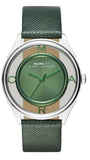 Marc Jacobs Tether Transparent Green Dial Green Leather Strap Watch for Women - MBM1378 Authentic Buy Shop Now