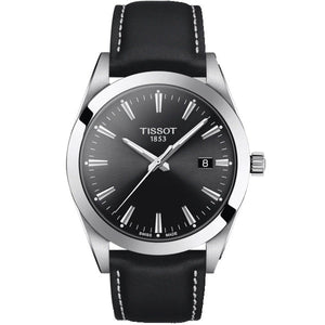Tissot Gentleman Black Dial Black Leather Strap Watch For Men - T127.410.16.051.00 Authentic Buy Shop Now