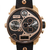 Diesel Big Daddy Gold & Black Dial Black Leather Strap Watch For Men - DZ7261 Authentic Buy Shop Now