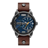 Diesel Mini Daddy Analog Blue Dial Brown Leather Strap Watch For Men - DZ7339 Authentic Buy Shop Now
