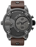 Diesel Little Daddy SBA Small Sized Grey Dial Brown Leather Strap Watch For Men - DZ7258 Authentic Buy Shop Now