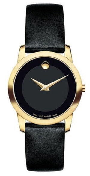 Movado Museum Classic Black Dial Black Leather Strap Watch For Women - 0606877 Authentic Buy Shop Now
