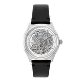 Emporio Armani Meccanico White Skeleton Dial Black Leather Strap Watch For Men - AR60003 Authentic Buy Shop Now