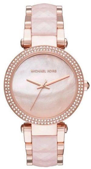 Michael Kors Parker Mother of Pearl Pink Dial Two Tone Steel Strap Watch for Women - MK6402 Authentic Buy Shop Now