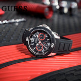 Guess Tread Black Dial Black Rubber Strap Watch for Men - W0967G1 Authentic Buy Shop Now