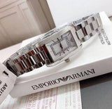 Emporio Armani Classic Diamonds Silver Dial Silver Steel Strap Watch For Women - AR3170 Authentic Buy Shop Now
