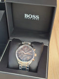 Hugo Boss Grand Prix Black Dial Two Tone Steel Strap Watch for Men - 1513473 Authentic Buy Shop Now