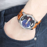 Diesel Mini Daddy Blue & Black Dial Brown Leather Strap Watch For Men - DZ7308 Authentic Buy Shop Now