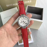 Michael Kors Parker Silver Dial Red Leather Strap Watch for Women - MK2278 Authentic Buy Shop Now