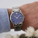 Emporio Armani Luigi Blue Dial Silver Steel Strap Watch For Men - AR11089 Authentic Buy Shop Now