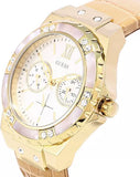 Guess Limelight Quartz Silver Dial Golden Leather Strap Watch For Women - W0775L2 Authentic Buy Shop Now