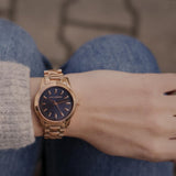 Michael Kors Runway Blue Dial Rose Gold Stainless Steel Strap Watch for Women - MK7065 Authentic Buy Shop Now
