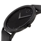 Movado Sapphire Black Dial Black Leather Strap Watch for Men - 606884 Authentic Buy Shop Now