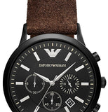 Emporio Armani Chronograph Black Dial Brown Leather Strap Watch For Men - AR11078 Authentic Buy Shop Now