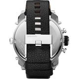 Diesel Mr Daddy Chronograph White Dial Black Leather Strap Watch For Men - DZ7125 Authentic Buy Shop Now