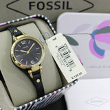 Fossil Georgia Black Dial Black Leather Strap Watch for Women - ES3148 Authentic Buy Shop Now
