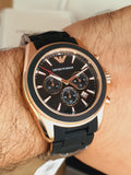 Emporio Armani Sigma Chronograph Black Dial Black SIlicon Strap Watch For Men - AR6066 Authentic Buy Shop Now