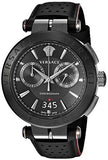 Versace V-Racer Aion Chronograph Black Dial Black Leather Strap Watch for Men - VBR030017 Authentic Buy Shop Now