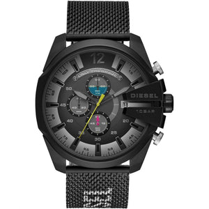 Diesel Mega Chief Chronograph Black Dial Black Mesh Bracelet Watch For Men - DZ4514 Authentic Buy Shop Now