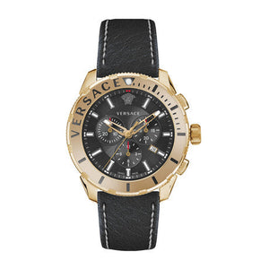 Versace Casual Chronograph Black Dial Black Leather Strap Watch for Men - VERG003-18 Authentic Buy Shop Now