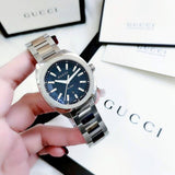 Gucci GG2570 Quartz Black Dial Silver Steel Strap Watch For Men - YA142401 Authentic Buy Shop Now