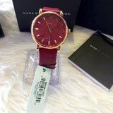Marc Jacobs Baker Maroon Dial Maroon Leather Strap Watch for Women - MBM1267 Authentic Buy Shop Now